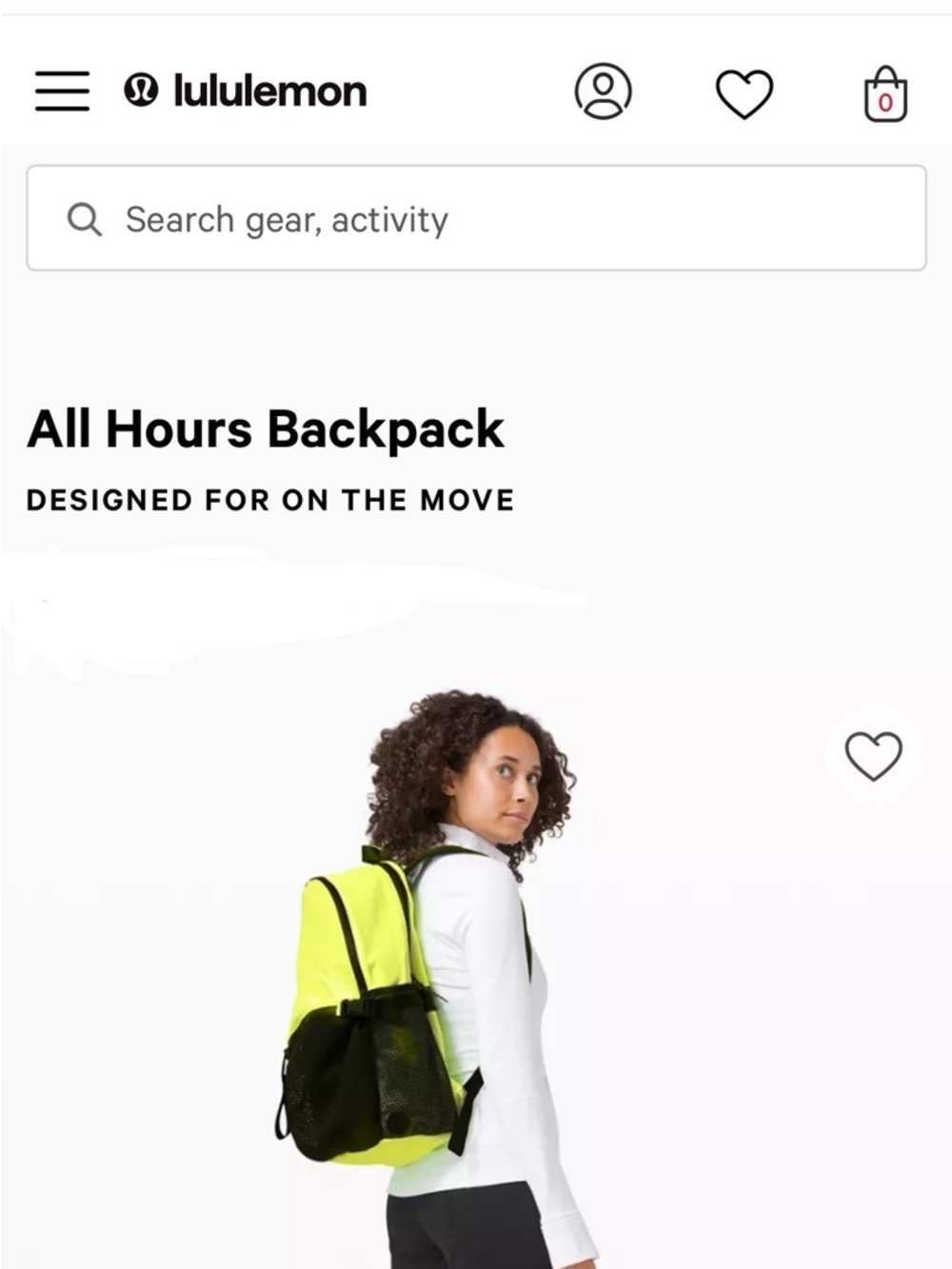 lululemon athletica Neon Yellow and Black Backpack Interior